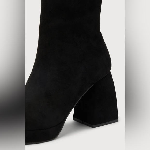 Lulu's NIB Mazarine Black Vegan Suede Platform Mid-Calf Boots - Picture 3 of 4